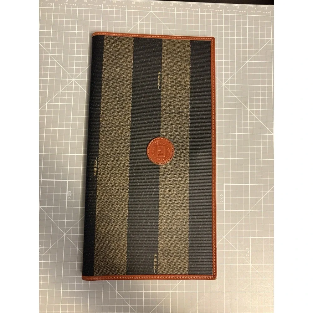 New Vintage FENDI Italy Pequin Stripe Travel Wallet Travelers Notebook - Picture 1 of 13